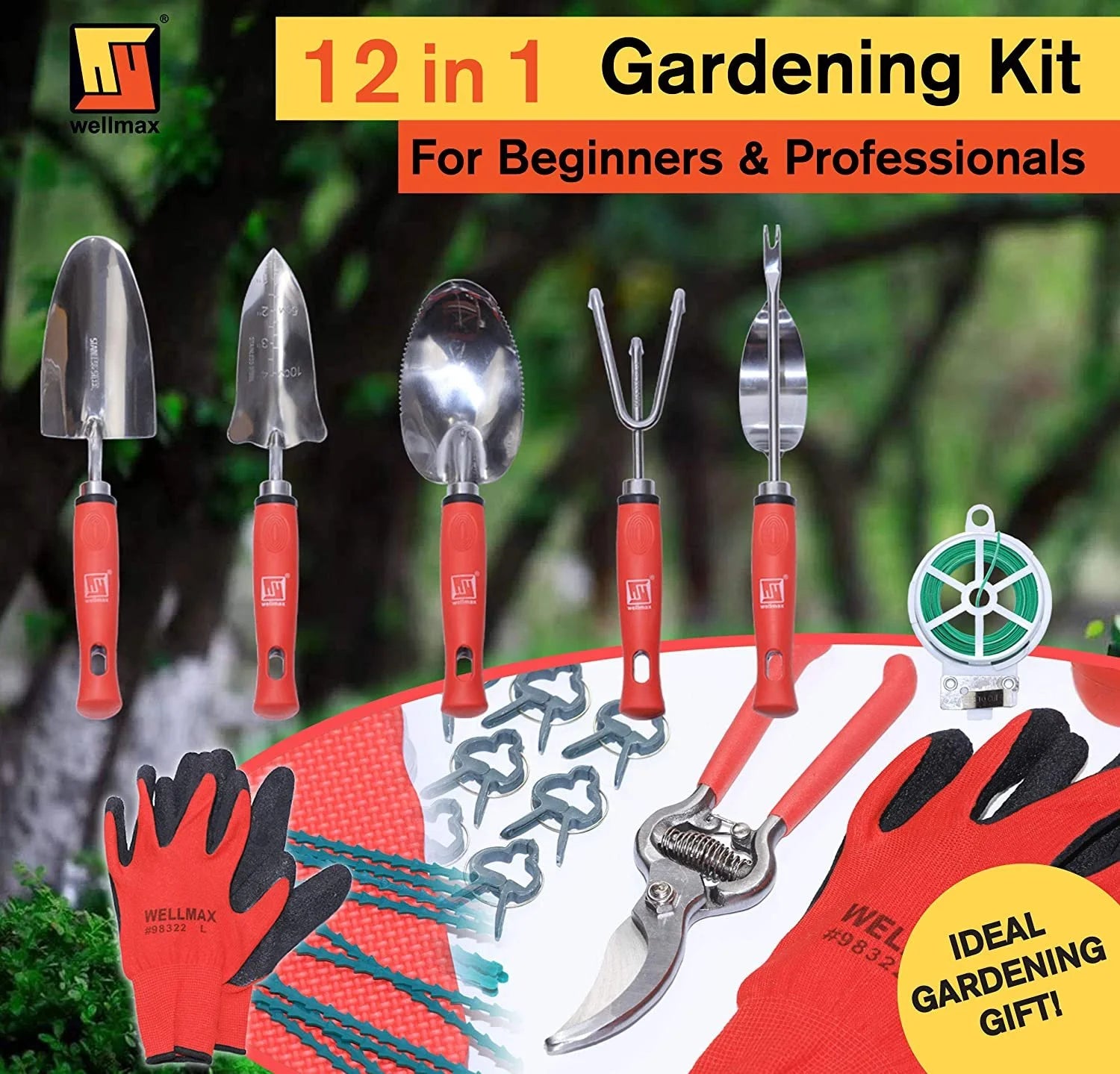 Garden Tools Set of 12 with Gardening Gloves