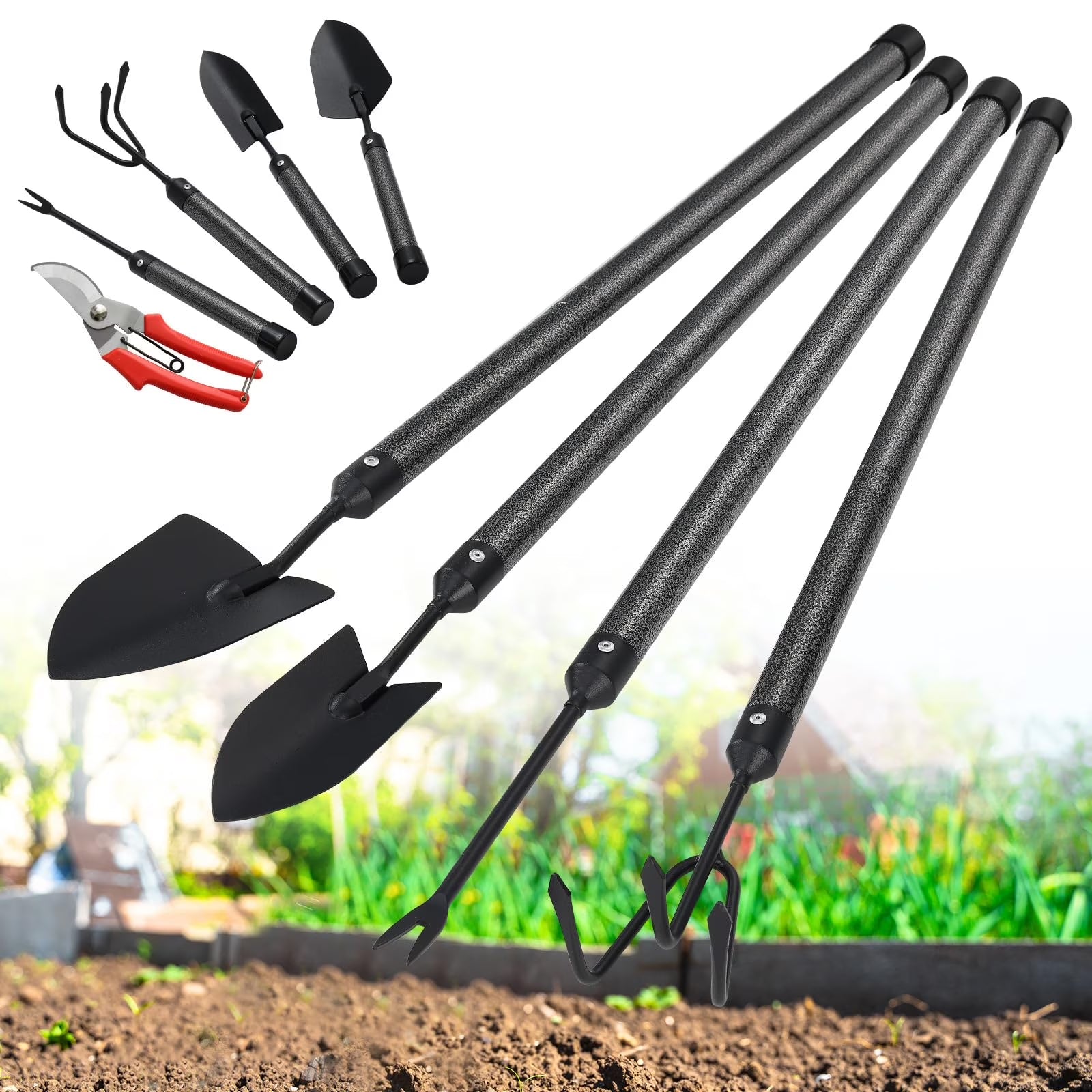 Garden Tools Set with Extension Handles